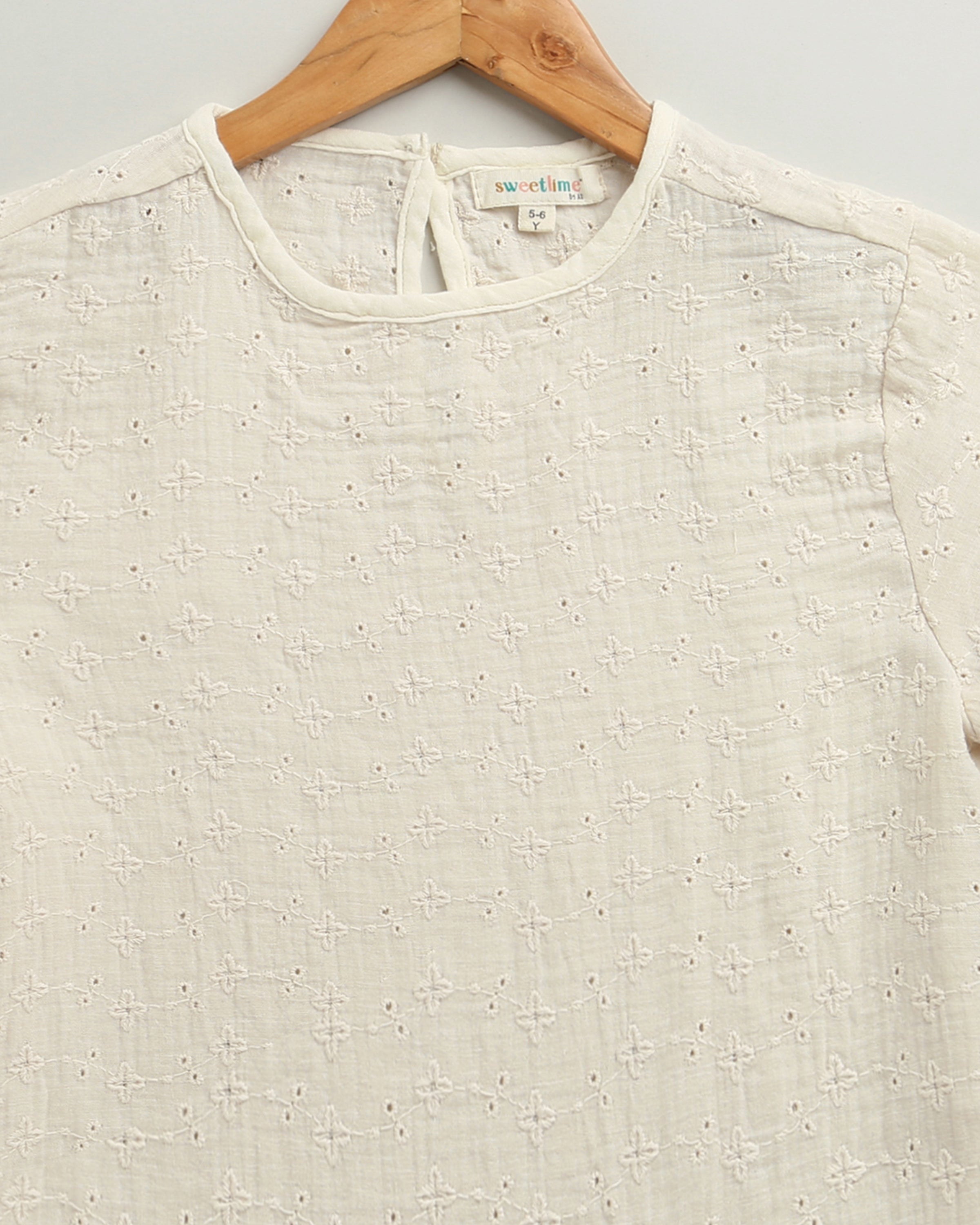 Girls Vanilla Whimsy Ruffle Cotton Co-ord Set - Off-White