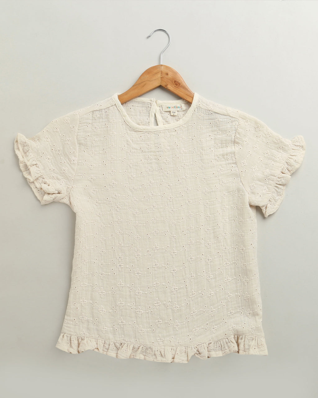 Girls Vanilla Whimsy Ruffle Cotton Co-ord Set - Off-White