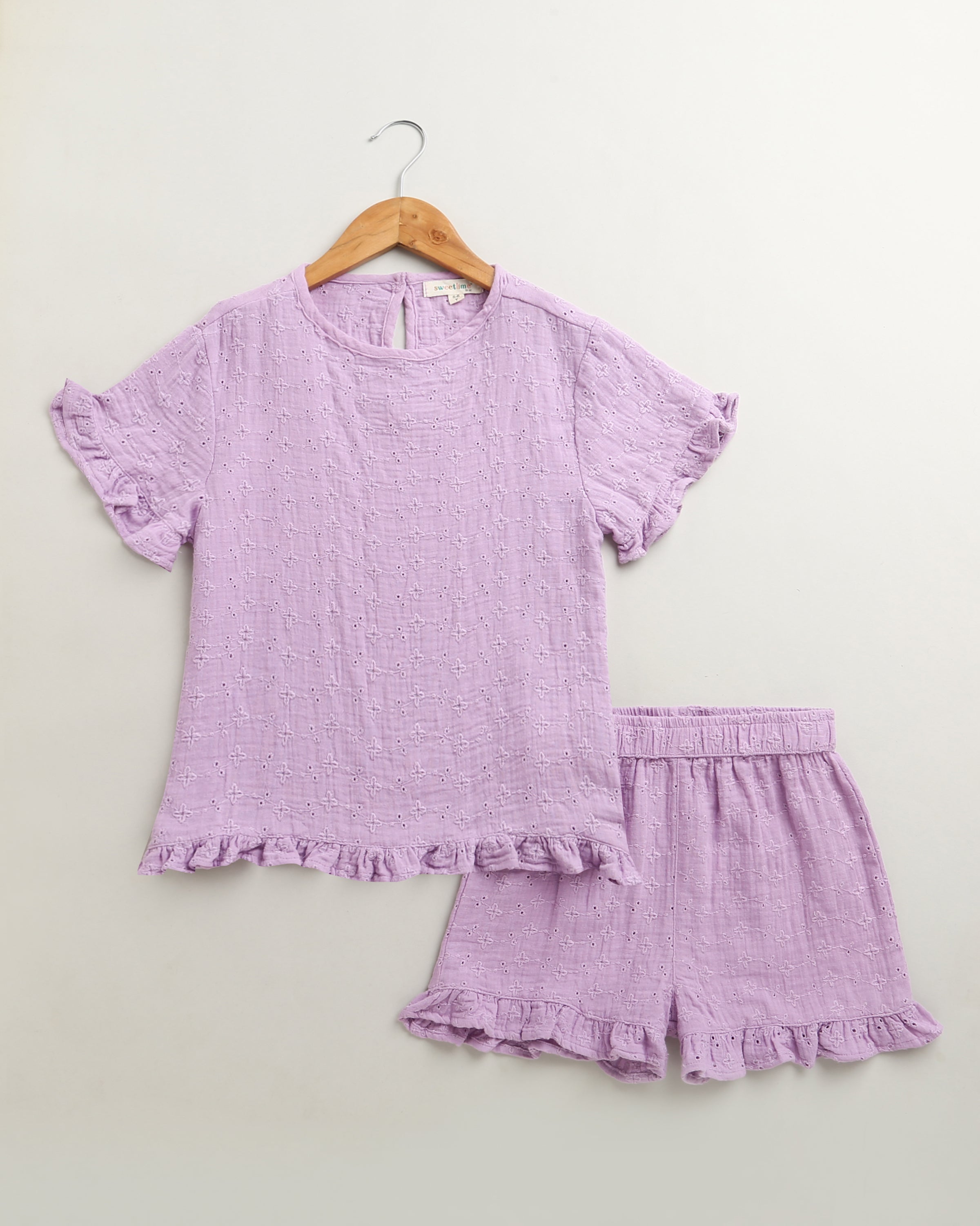 Girls Blossom Ruffle Co-ord Set - Lilac