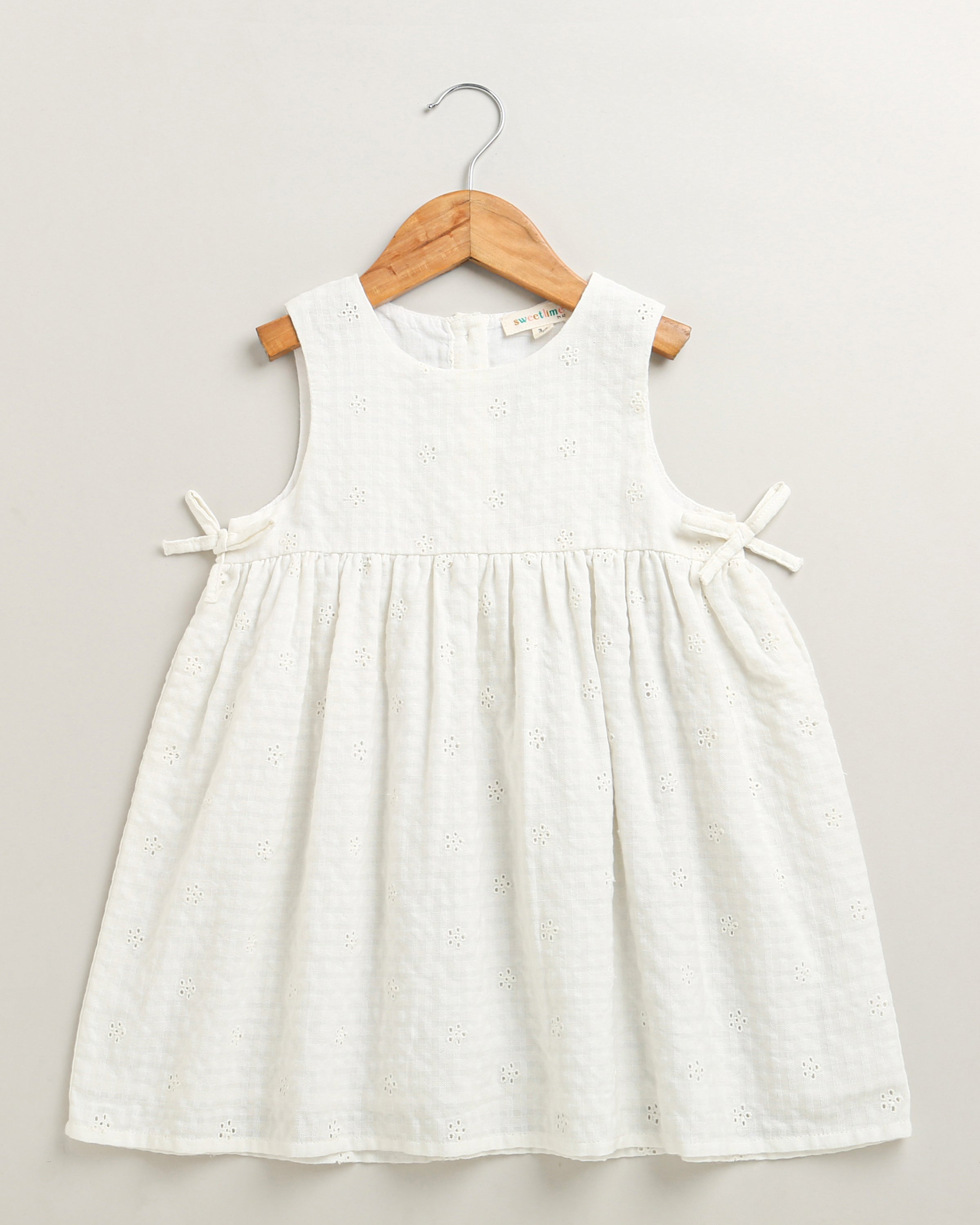 Organic Cotton White Sundress with Hair band - White