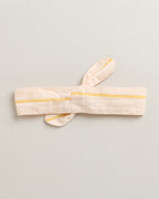 Baby Girls' Striped Cotton Romper with Hairband - Multicoloured