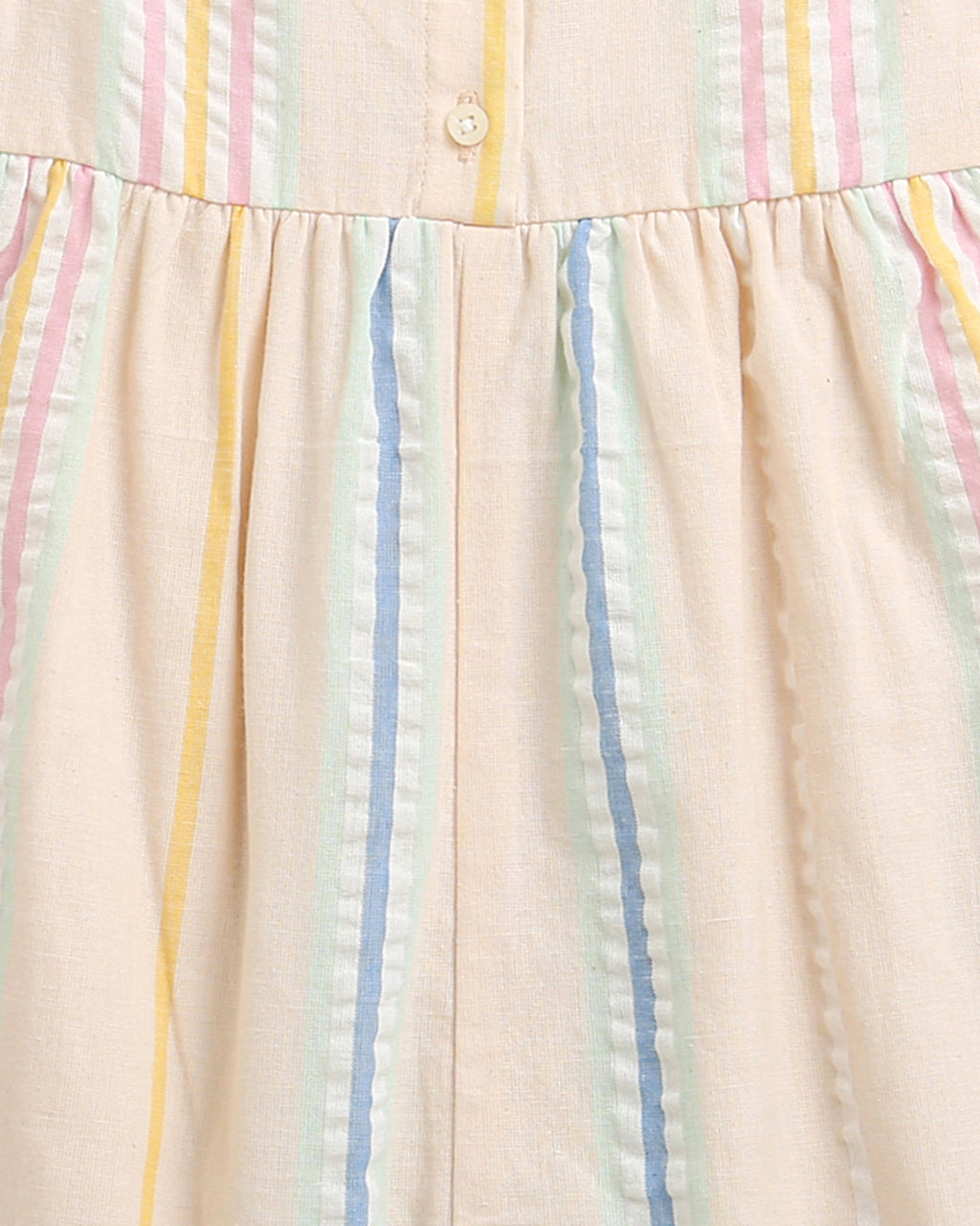 Baby Girls' Striped Cotton Romper with Hairband - Multicoloured