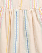 Baby Girls' Striped Cotton Romper with Hairband - Multicoloured