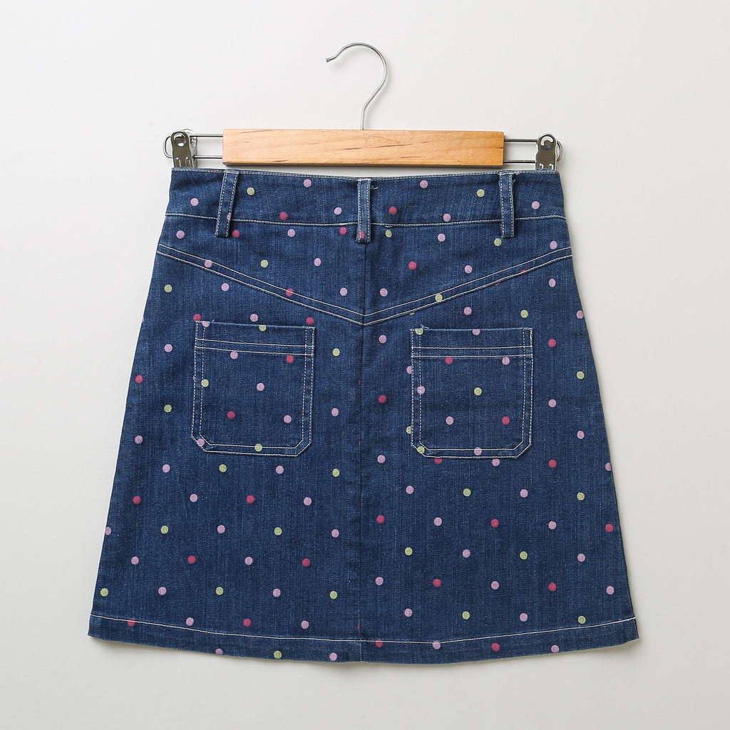 Floral Printed Blouse & Polka Dot Printed A line Skirt with Front Pocket - Multicolored
