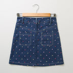 Floral Printed Blouse & Polka Dot Printed A line Skirt with Front Pocket - Multicolored