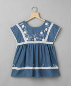 Flower Patch Denim Top - Blue