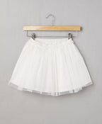 Mesh Skirt with Hakoba Lining - White