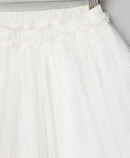 Mesh Skirt with Hakoba Lining - White