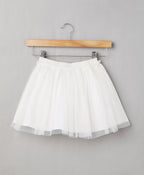 Mesh Skirt with Hakoba Lining - White