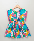 Kaftan Style Floral Printed Dress - Multicoloured