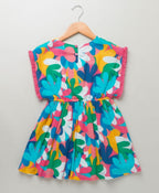 Kaftan Style Floral Printed Dress - Multicoloured