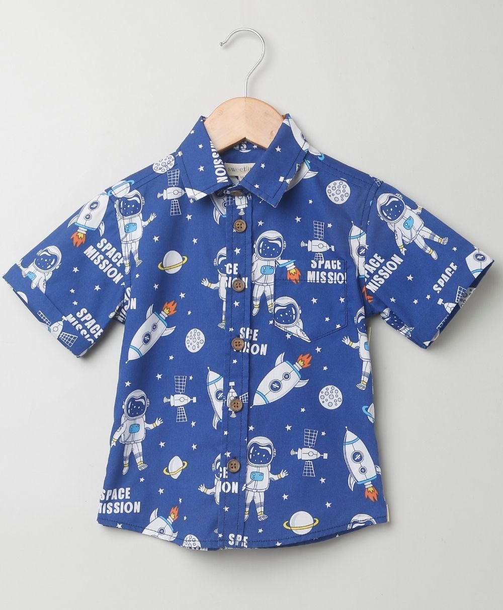 Space Mission Organic Cotton Shirt - Blue