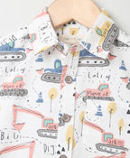 Excavator Print Organic Cotton Shirt - White
