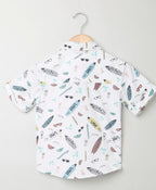 Surf Board Print Organic Cotton Shirt - White