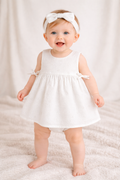 Organic Cotton White Sundress with Hair band - White