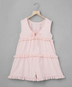 Dobby Playsuit with Ditsy Floral Embroidery - Pink