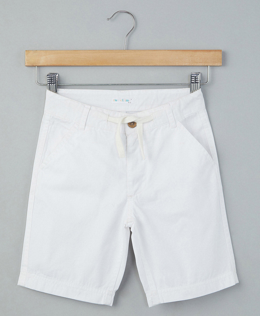 Cotton Twill Shorts - White