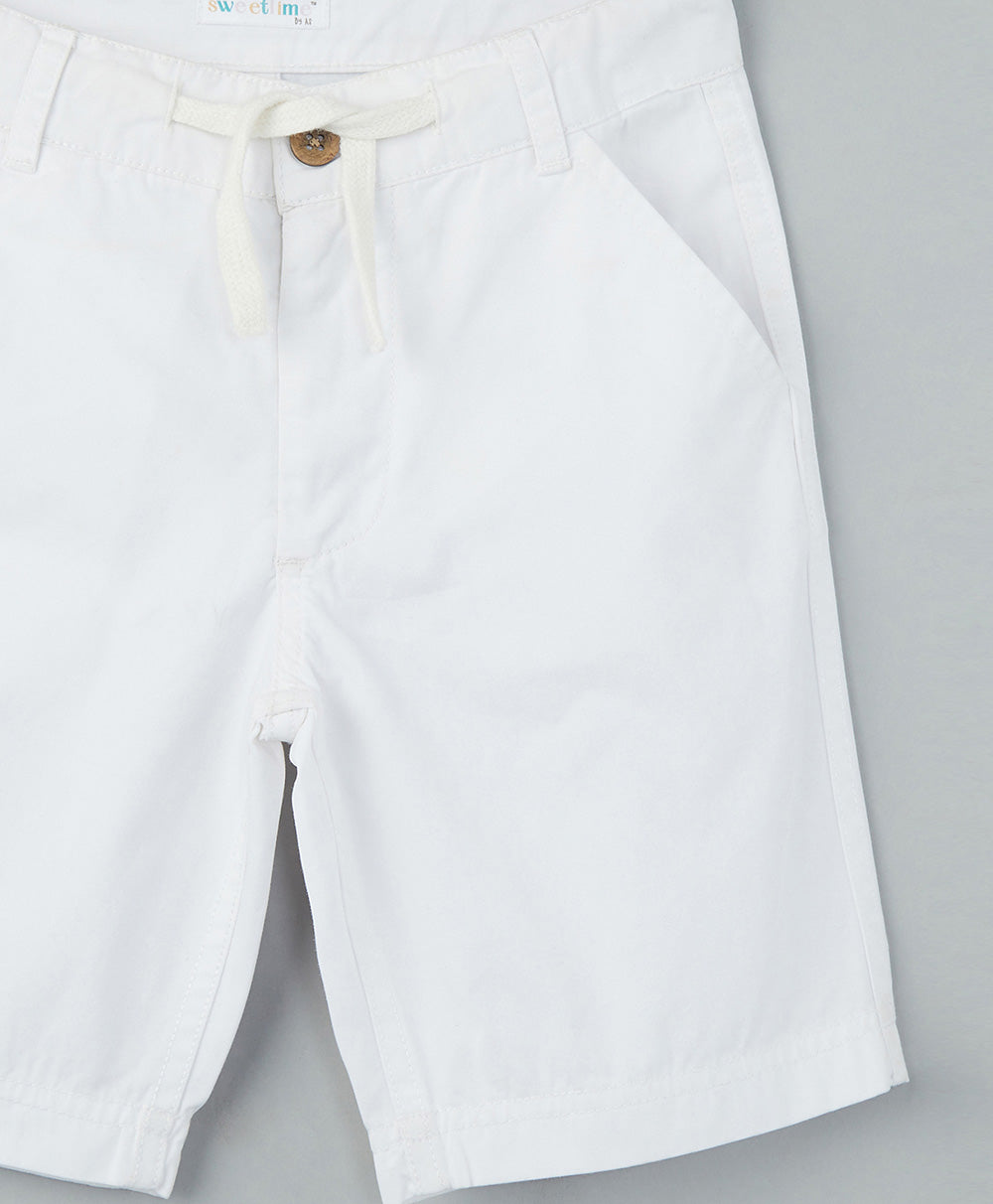 Cotton Twill Shorts - White