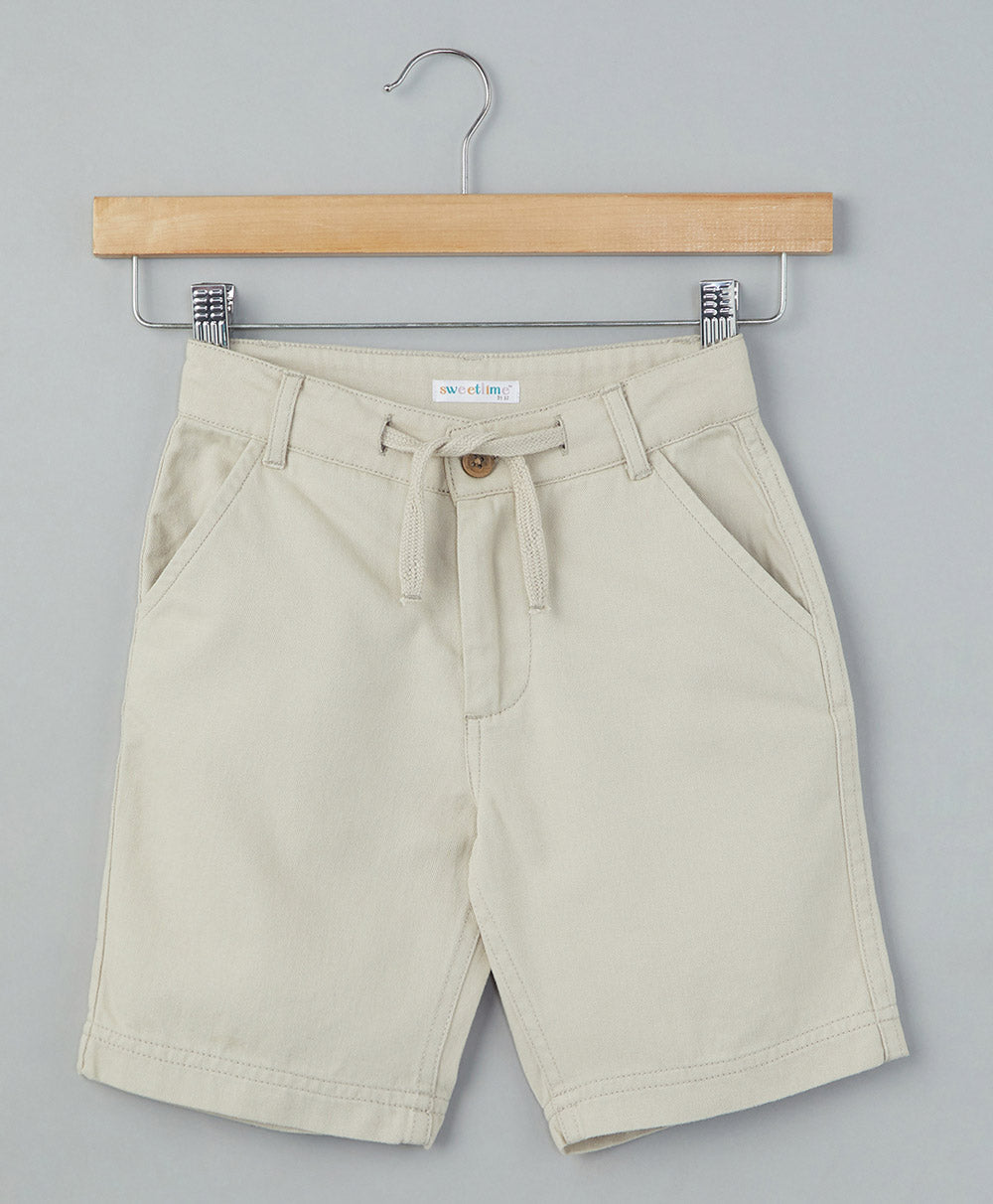 Cotton Twill Shorts - Beige
