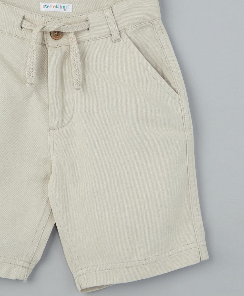 Cotton Twill Shorts - Beige