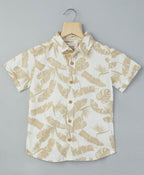Hawaiiin Slub Cotton Shirt - Beige