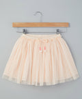 Peach Mesh Embroidery  Skirt - Peach