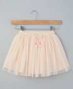 Peach Mesh Embroidery  Skirt - Peach