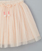 Peach Mesh Embroidery  Skirt - Peach