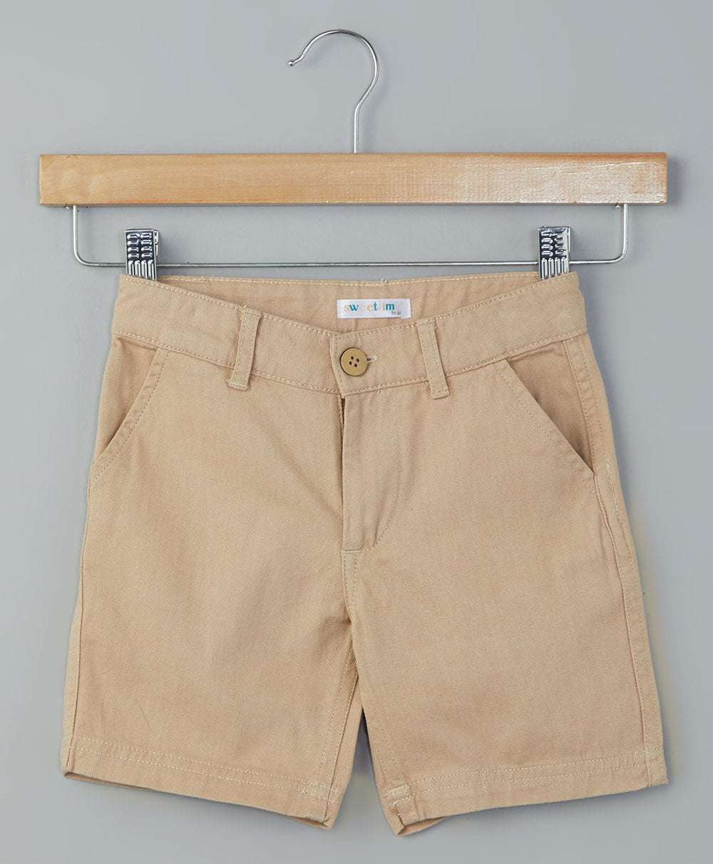 Cotton Twill Shorts - Brown