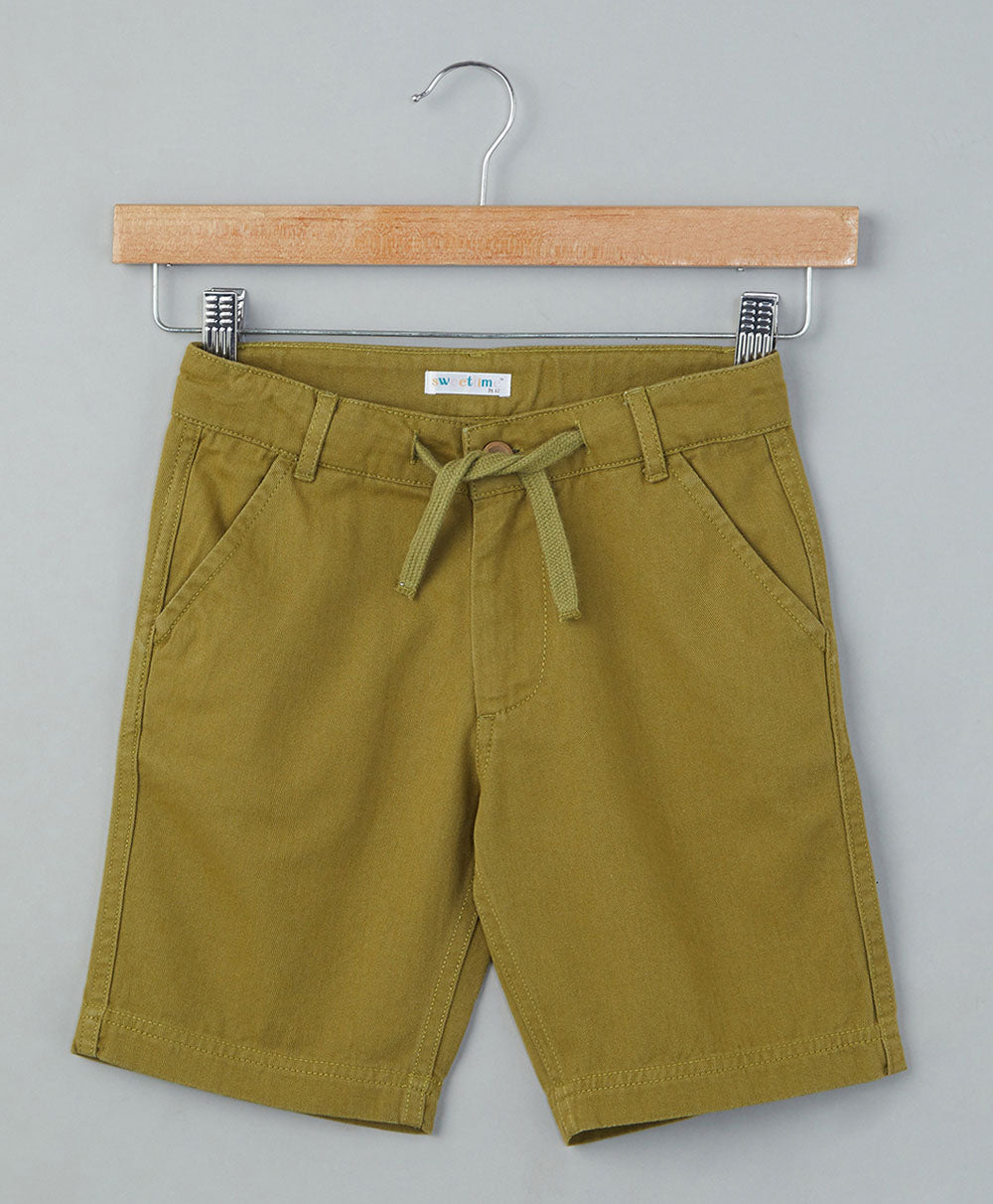Cotton Twill Shorts - Olive