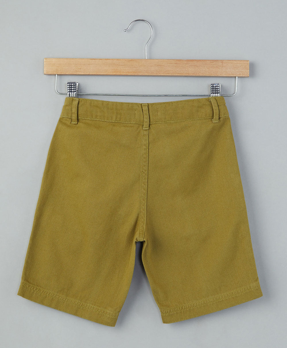 Cotton Twill Shorts - Olive