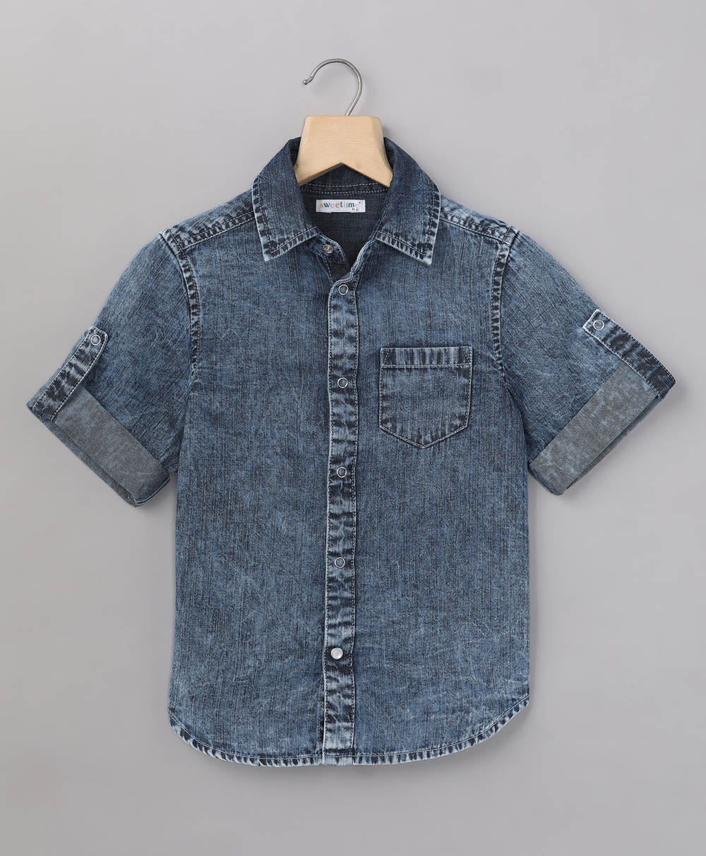 Cotton Denim Shirt - Navy