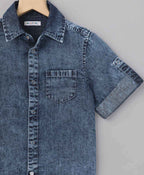 Cotton Denim Shirt - Navy