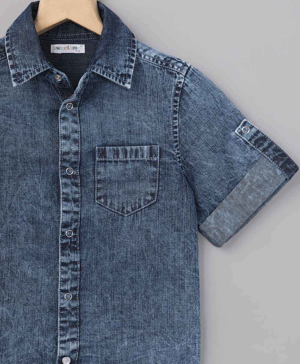 Cotton Denim Shirt - Navy