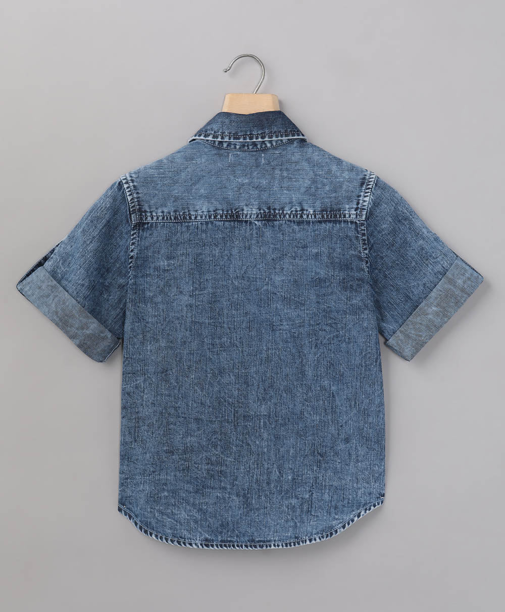 Cotton Denim Shirt - Navy