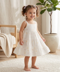 Moonlight Meadow Tiered Organic Cotton Dress – White