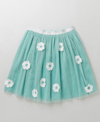 Polka Dot Printed Top and a Mesh Shimmer Skirt Co-ord Set - Green
