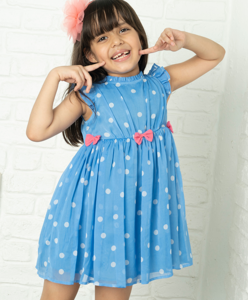 All-over Polka Dot Print Dress - Blue