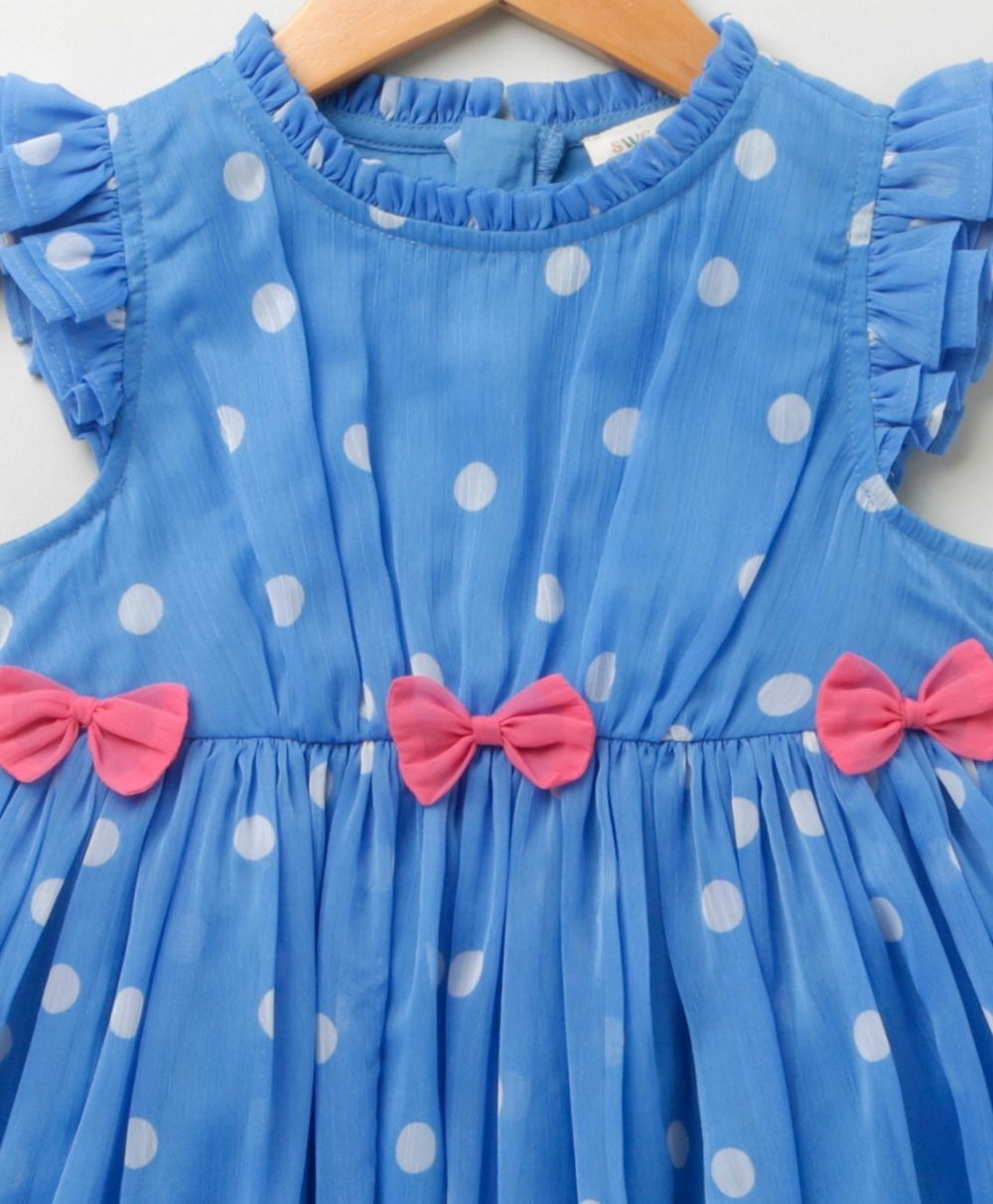 All-over Polka Dot Print Dress - Blue