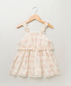 Floral Dobby Printed Layered Dress - White
