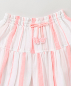 Butterfly Printed Cotton Top with Striped Skirt - Pink & White