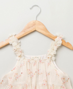 Floral Dobby Printed Layered Dress - White