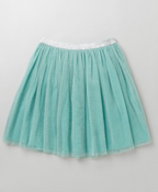 Polka Dot Printed Top and a Mesh Shimmer Skirt Co-ord Set - Green