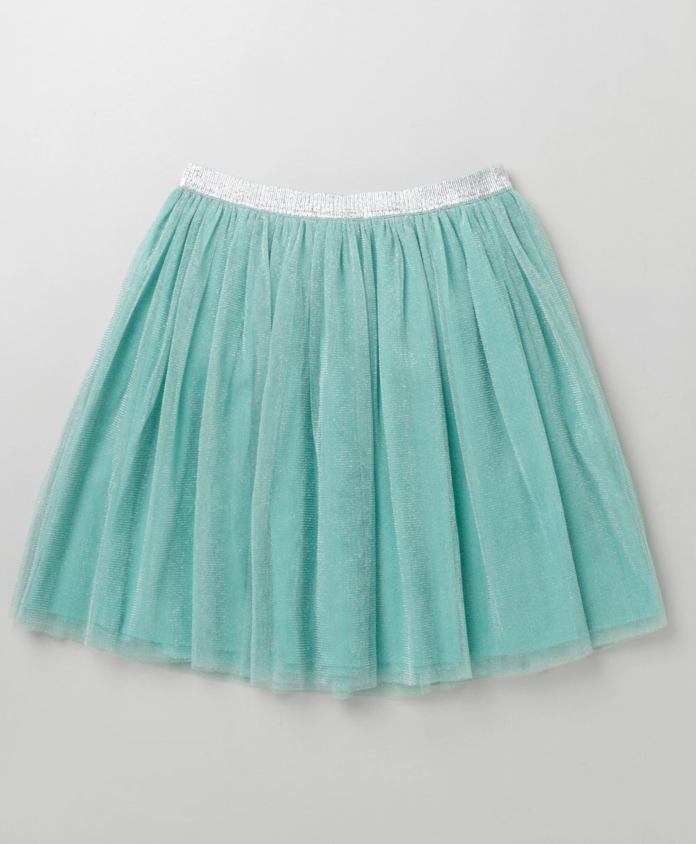 Polka Dot Printed Top and a Mesh Shimmer Skirt Co-ord Set - Green