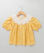 White Polka Dot Yellow Top - Yellow