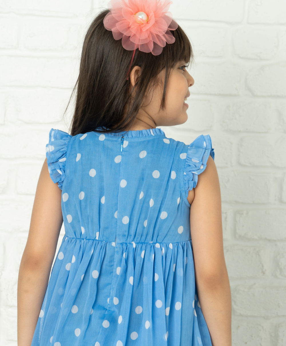 All-over Polka Dot Print Dress - Blue