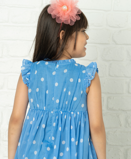 All-over Polka Dot Print Dress - Blue