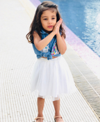 Mesh Skirt with Hakoba Lining - White