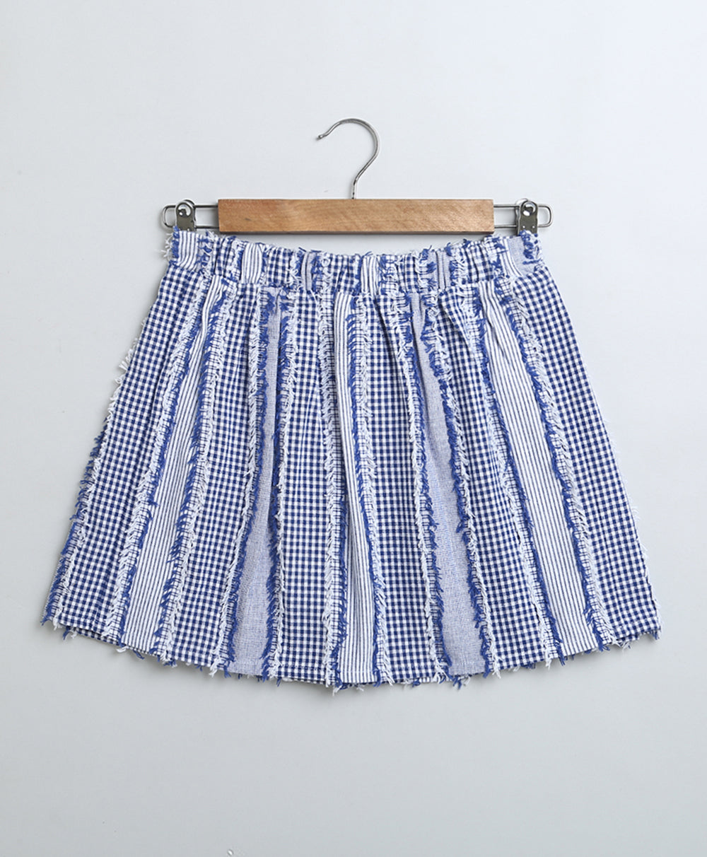 Cotton Jacquard Skirt - Blue & White