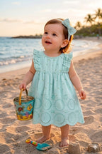 Baby Girls' Bluebell Fairy Organic Cotton Ruffle Dress, Hairband and Bloomer Set -Sea Green